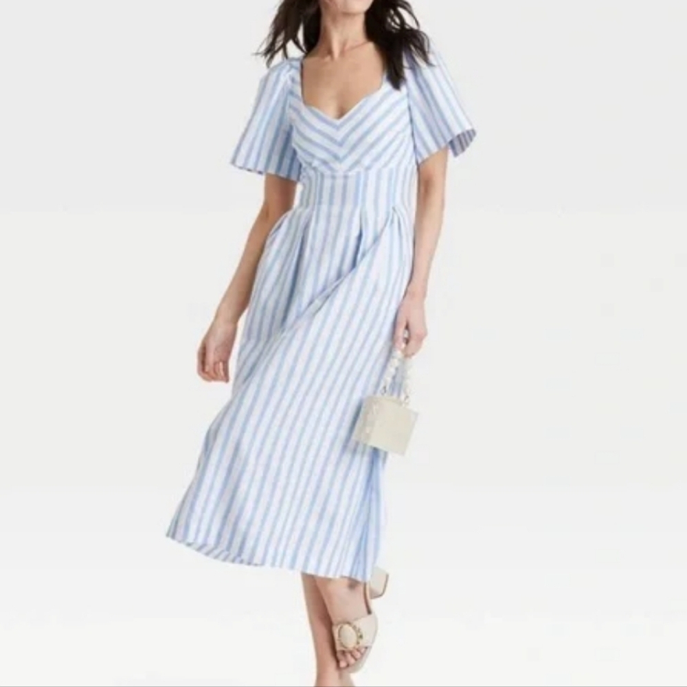 A New Day - Blue and White Striped Dress
